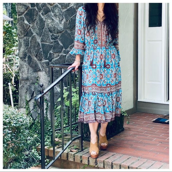 FABULOUS BOHO GYPSY CHIC FLORAL DRESS - Picture 11 of 16